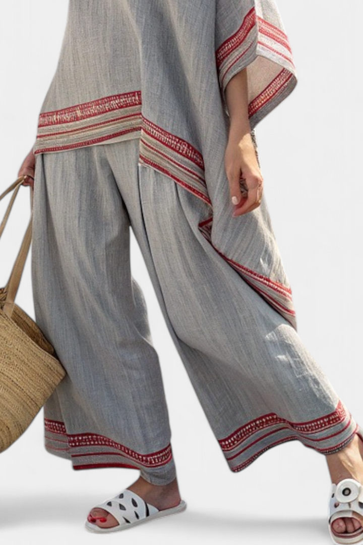 Rossella | asymmetrische Bluse und weite ethnische Hosen