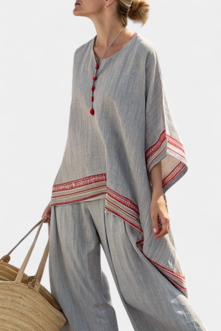 Rossella | asymmetrische Bluse und weite ethnische Hosen