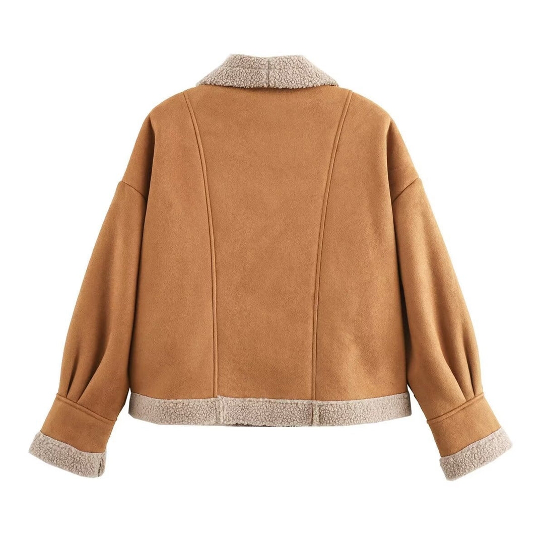 Damen Jacke Kurz mit Knöpfen und Taschen