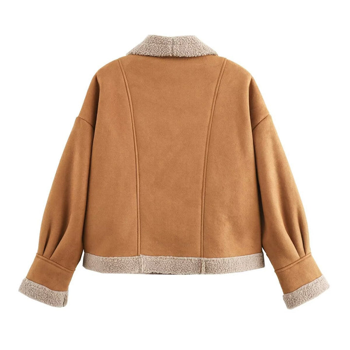 Damen Jacke Kurz mit Knöpfen und Taschen