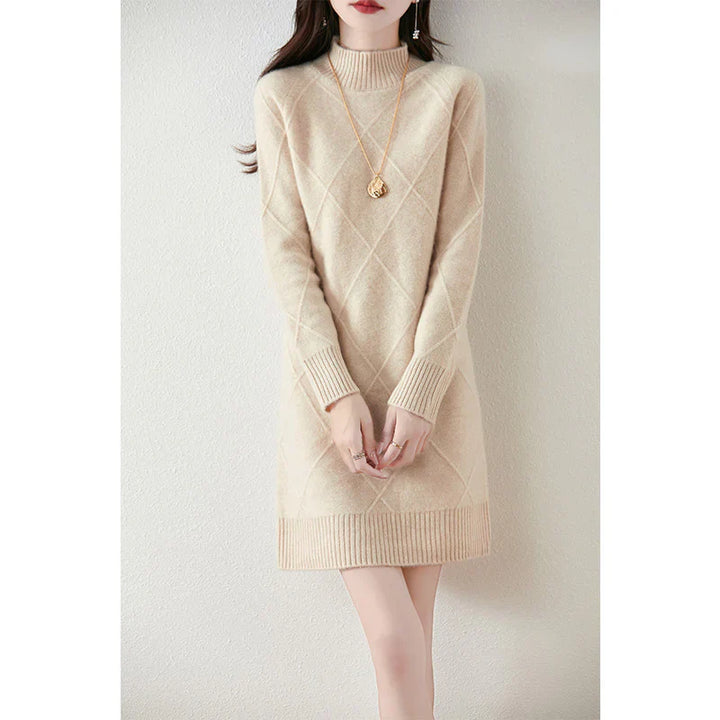 Emilia Chic Winterkleid für Damen mit Stehkragen und langen Ärmeln