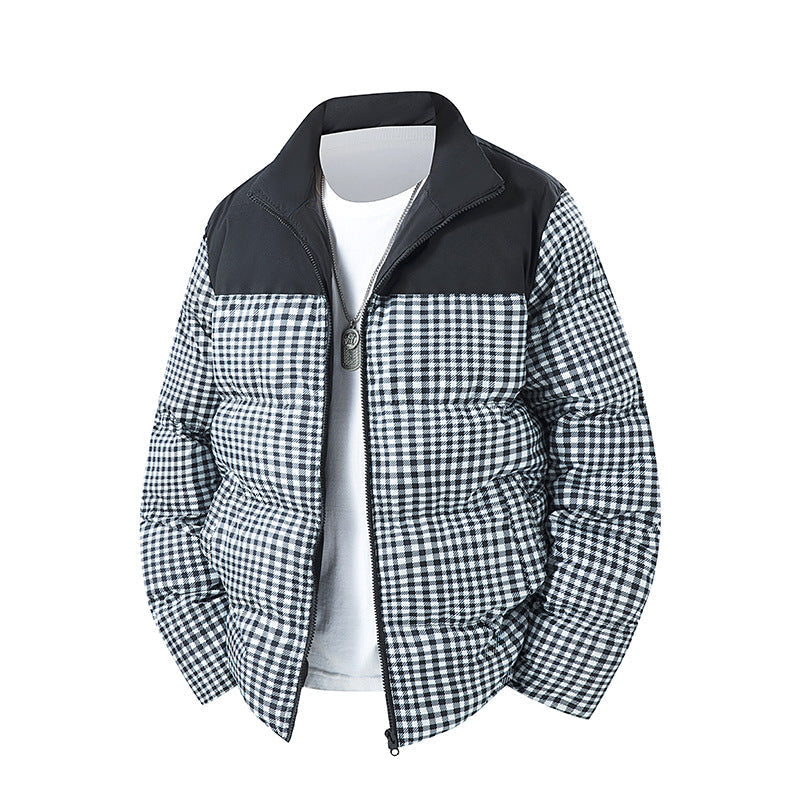 Herren Kurze Karierte Steppjacke mit Taschen