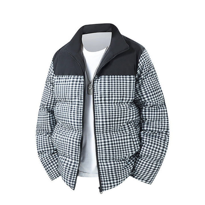 Herren Kurze Karierte Steppjacke mit Taschen