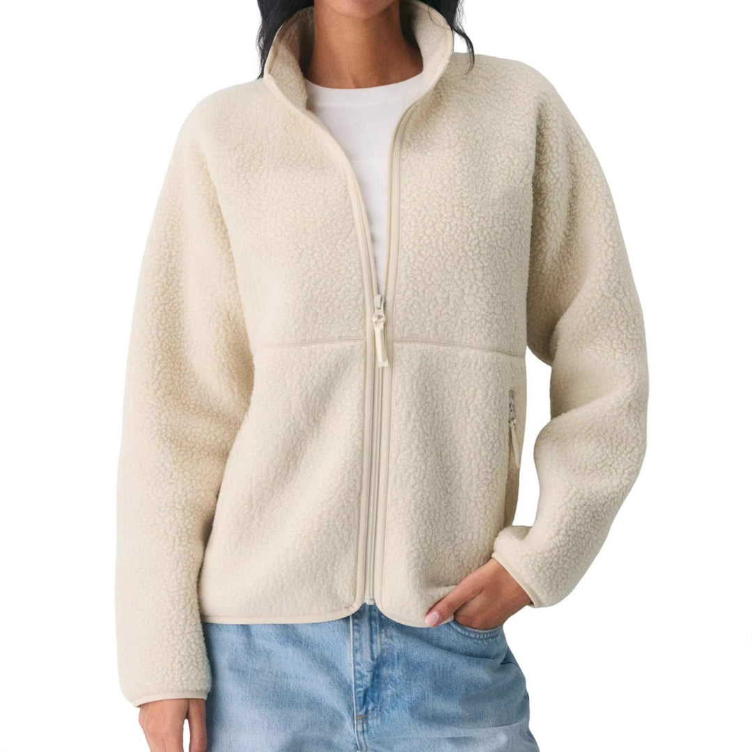 Damen Jacke mit Reißverschlusstaschen und hohem Kragen