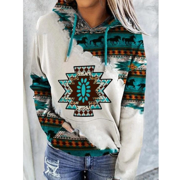 Damen Hoodie mit Kängurutasche und Kordelzug