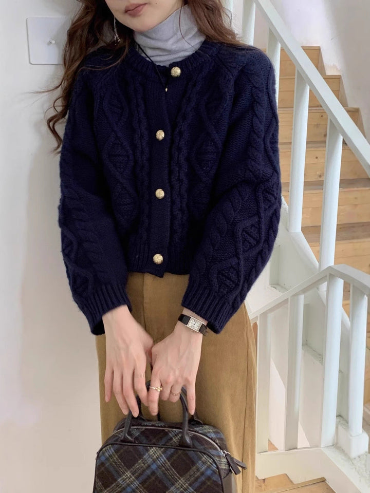 Damen Cardigan mit langen Ärmeln und Rundhalsausschnitt