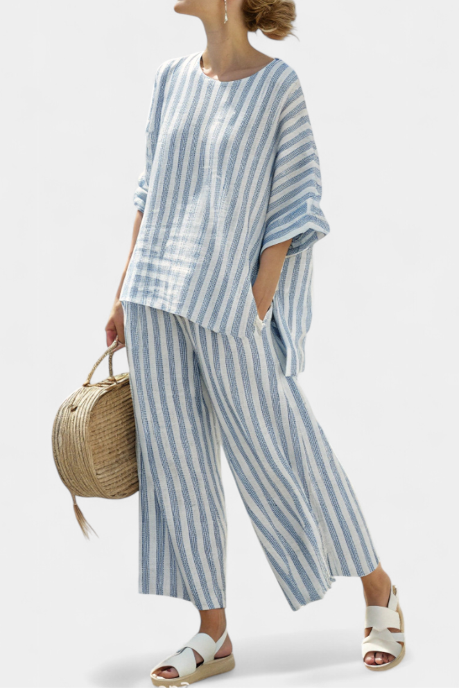 Federica | elegantes gestreiftes oberteil und lässige Hose