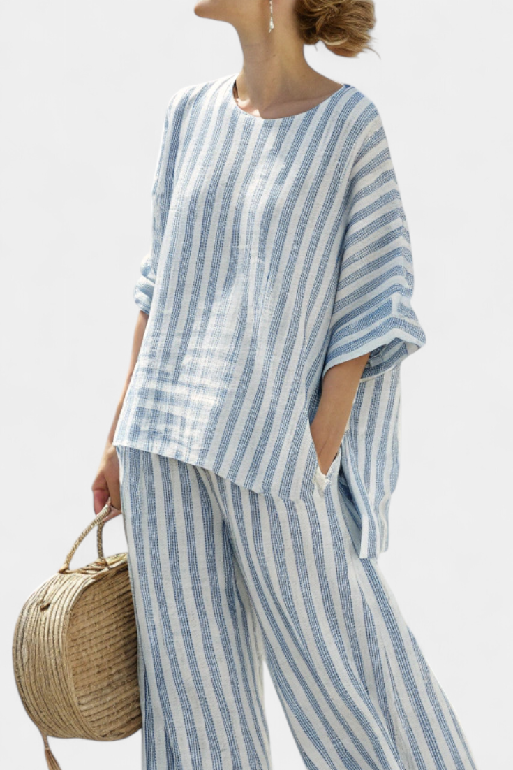 Federica | elegantes gestreiftes oberteil und lässige Hose