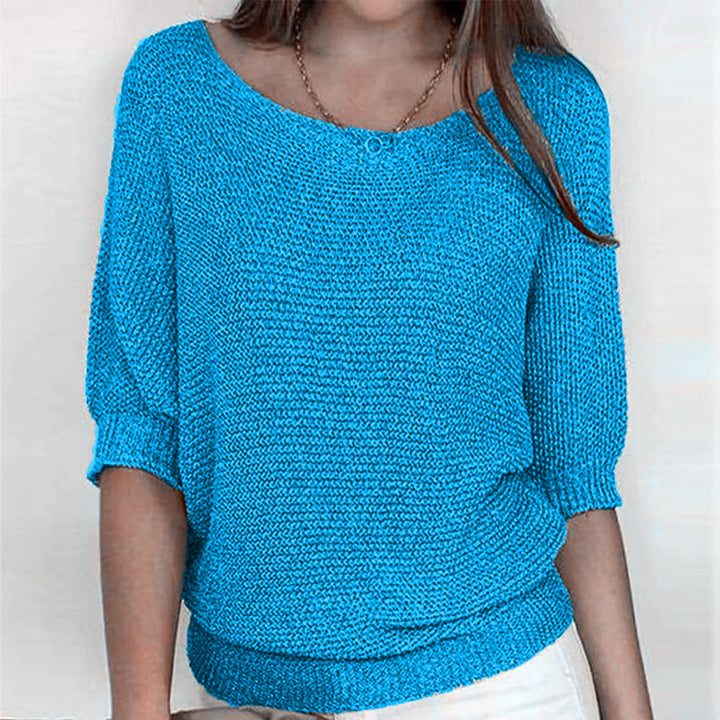 Sara | Komfortpullover für Damen mit Rundhalsausschnitt und kurzen Ärmeln