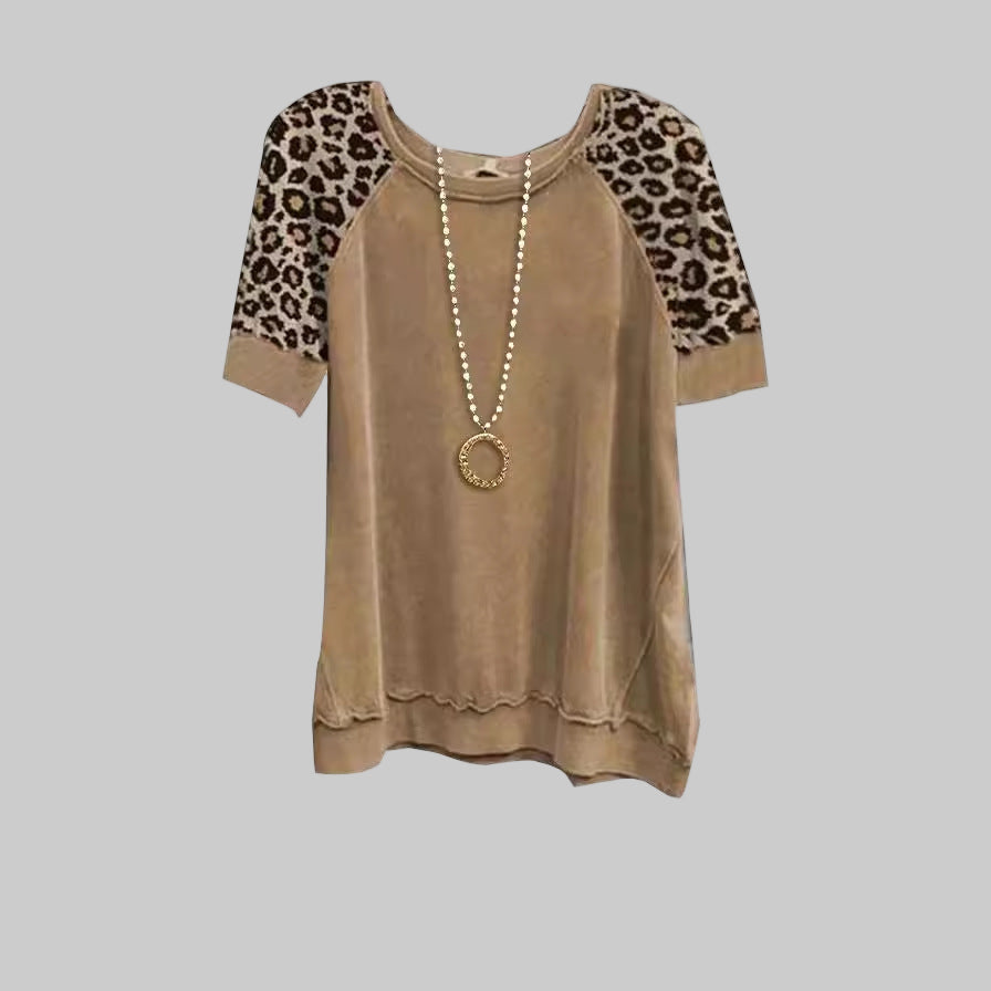Wanda | Vintage Leopardenmuster Top für Damen mit Rundhalsausschnitt