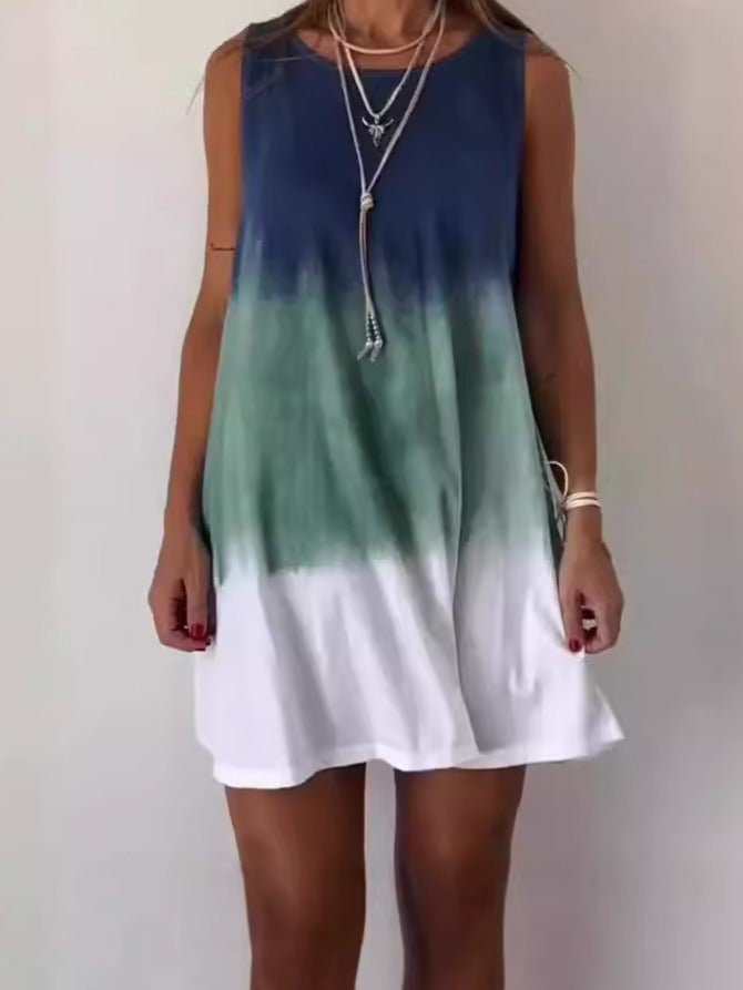 Vionette | Lässiges Gradient Kleid für Damen mit Rundhalsausschnitt