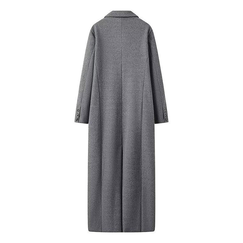 Damen Maxi-Mantel Oversized mit langen Ärmeln und Taschen