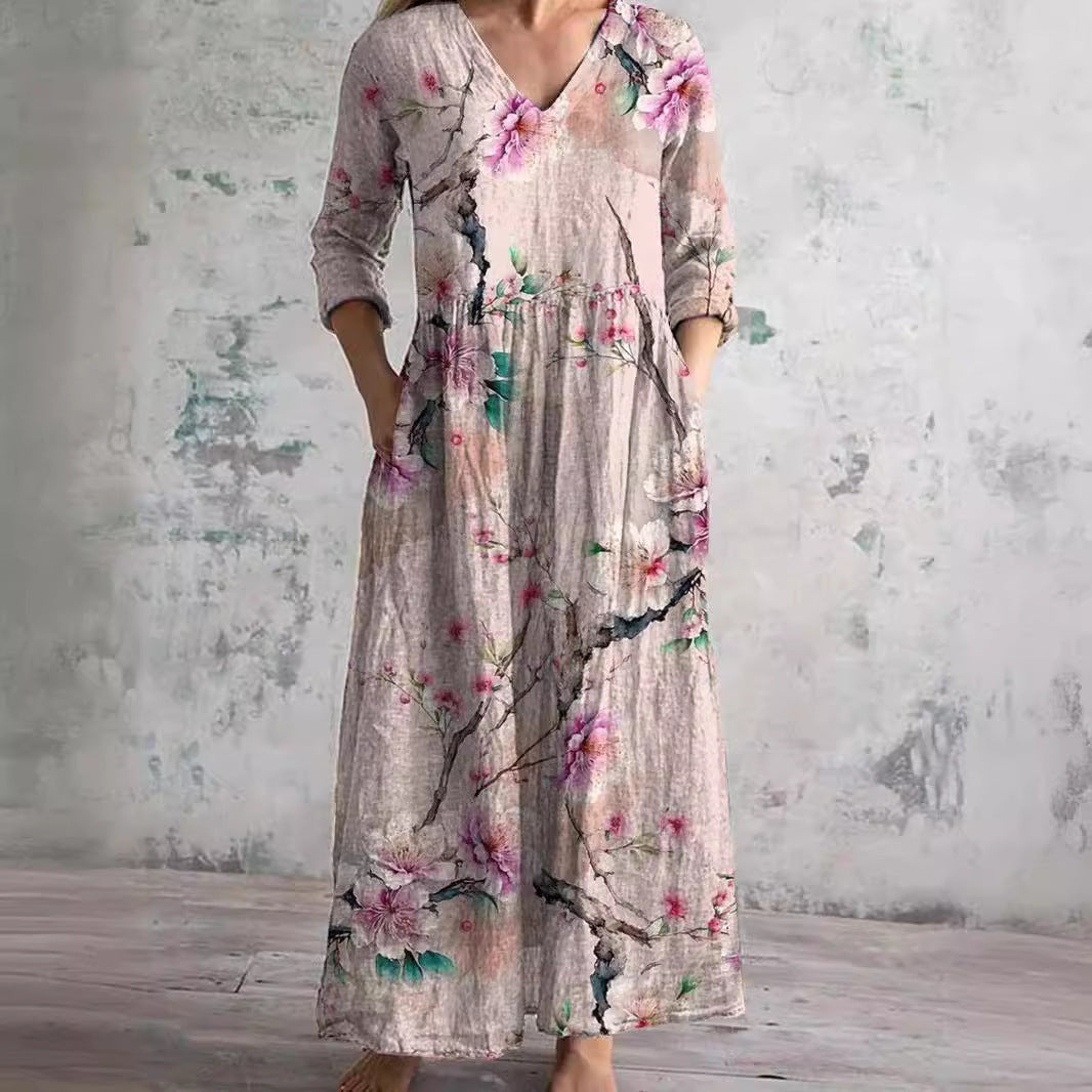 Bo | Blooming Grace Maxikleid für Damen mit Blumenmuster und V-Ausschnitt