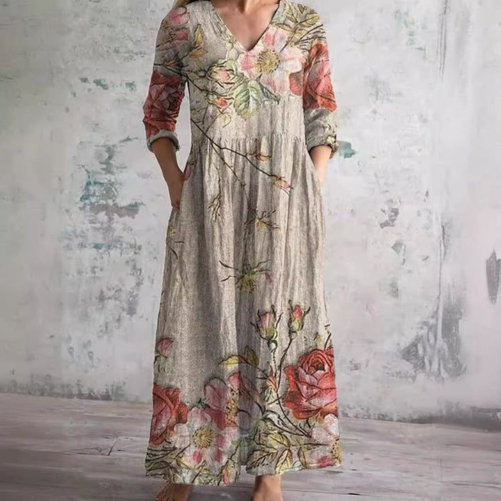 Bo | Blooming Grace Maxikleid für Damen mit Blumenmuster und V-Ausschnitt