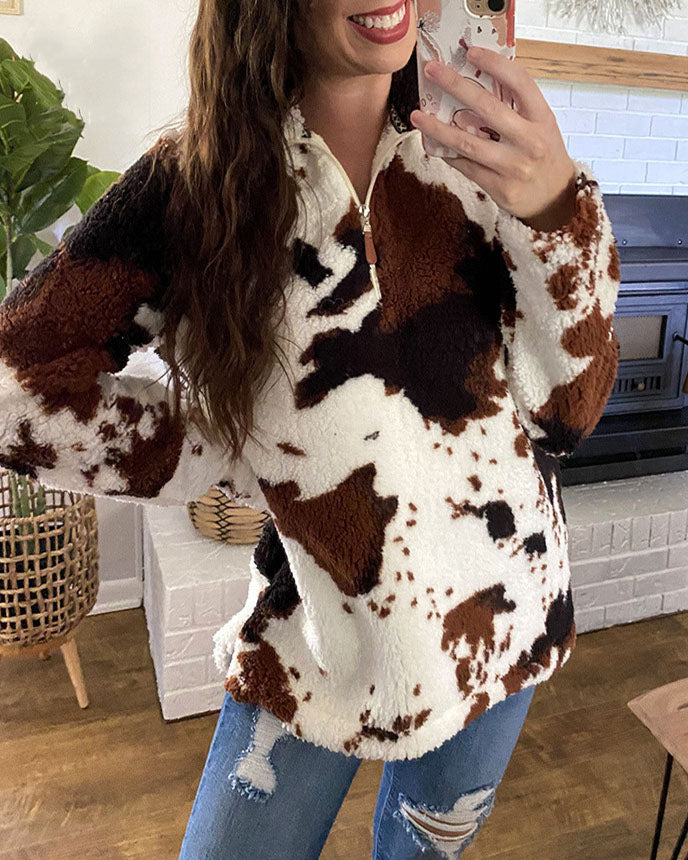 Damen Pullover mit langen Ärmeln und Reißverschluss