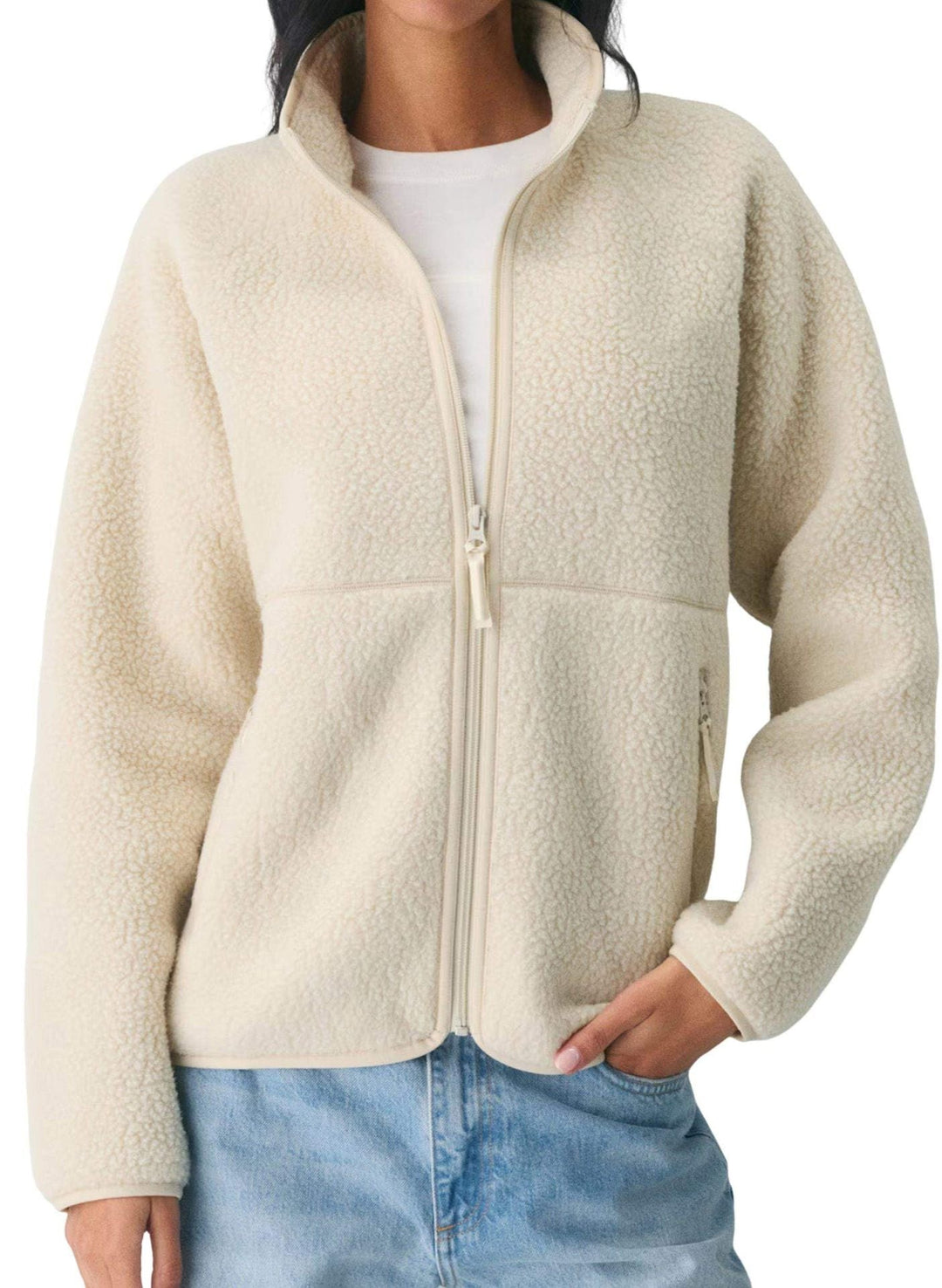 Damen Jacke mit Reißverschlusstaschen und hohem Kragen