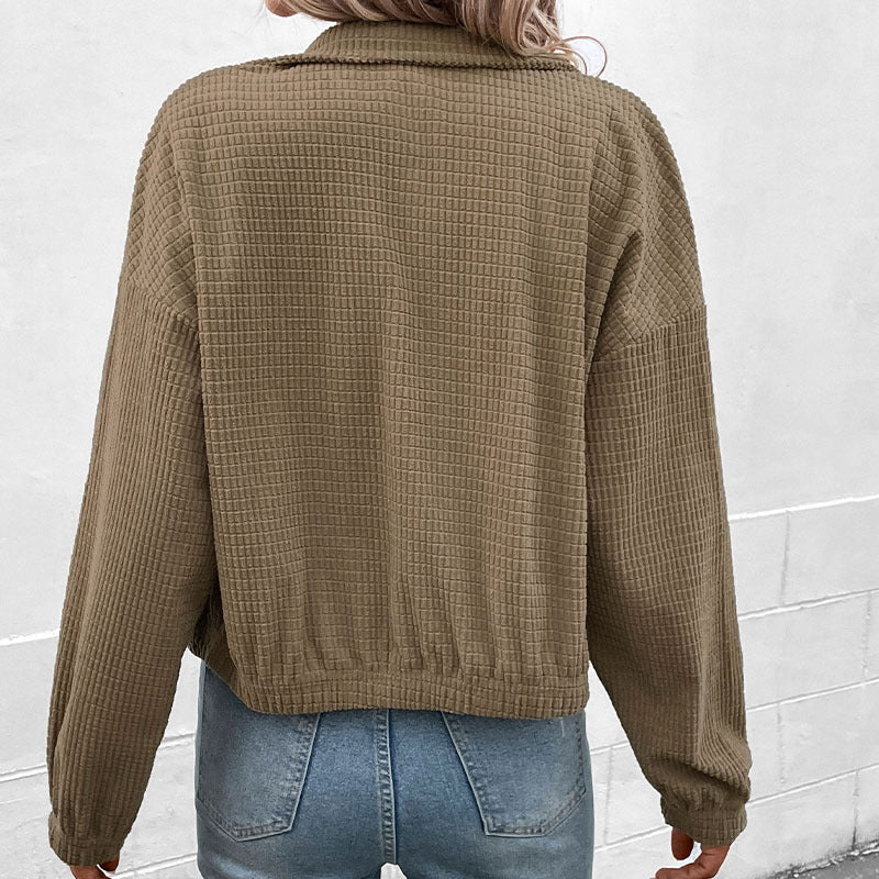 Damen Kurzjacke mit langen Ärmeln und Taschen