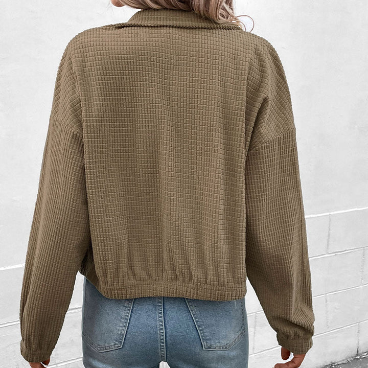 Damen Kurzjacke mit langen Ärmeln und Taschen