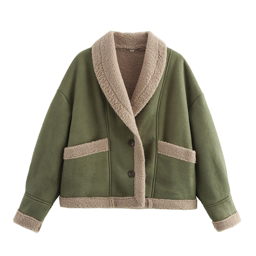 Damen Jacke Kurz mit Knöpfen und Taschen
