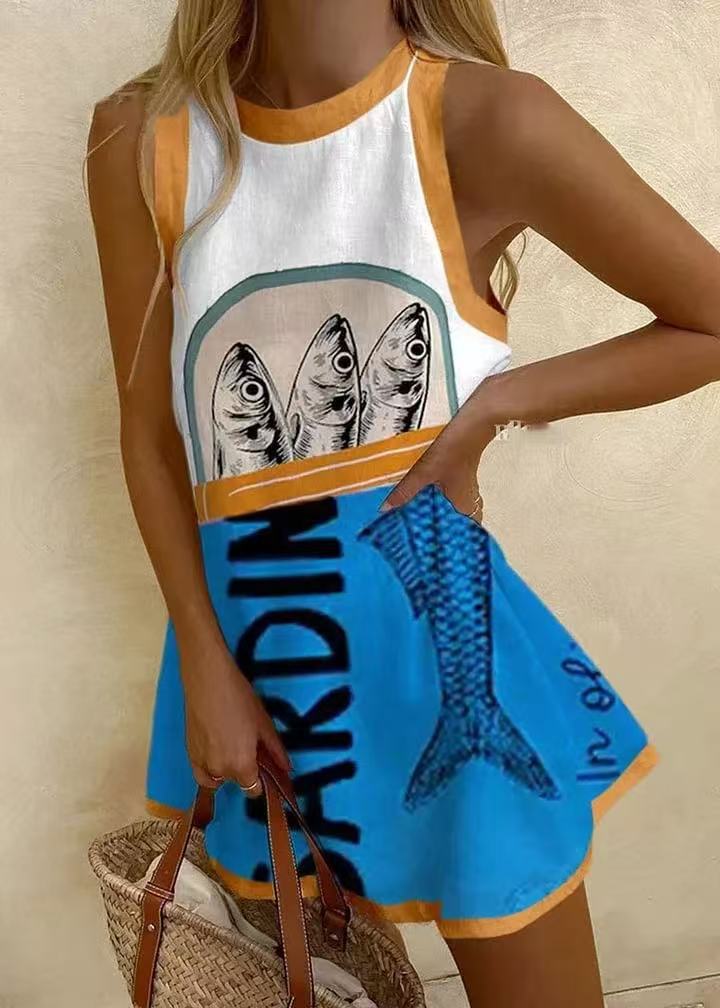 Isoria | Minikleid mit blauem Druck