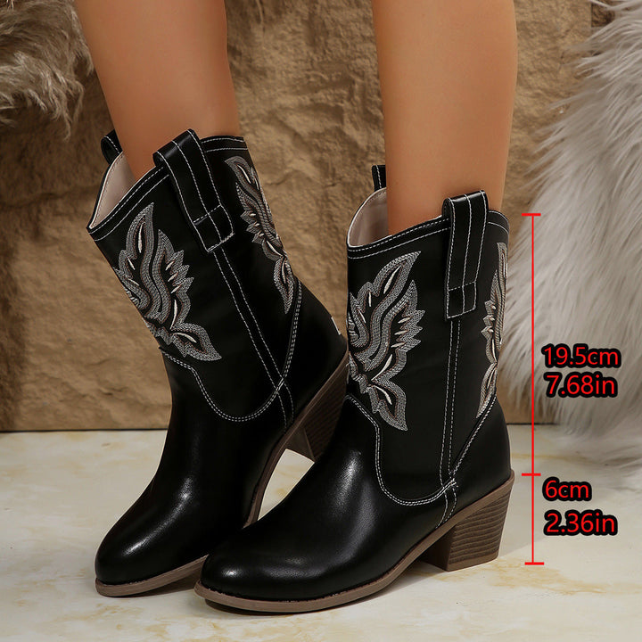 Damen Blockabsatz Stiefelette Western