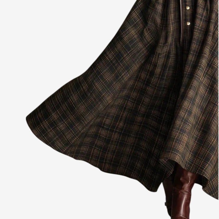 Sarah Maxi d'Inspiration Vintage Kleid für Damen mit V-Ausschnitt und langen Ärmeln