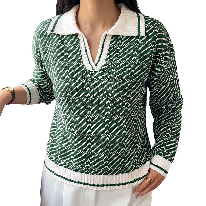 Damen Langarmpullover mit V-Ausschnitt