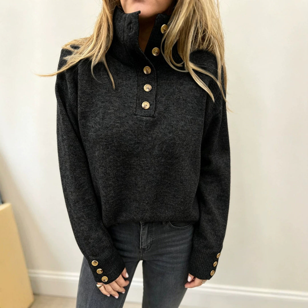 Lea | Damen Pullover mit langen Ärmeln und Knöpfen
