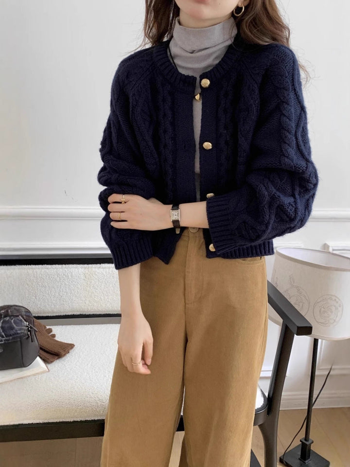 Damen Cardigan mit langen Ärmeln und Rundhalsausschnitt