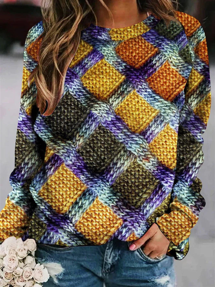 Damen Pullover mit langen Ärmeln und Rundhalsausschnitt