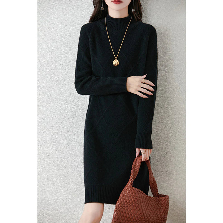 Emilia Chic Winterkleid für Damen mit Stehkragen und langen Ärmeln
