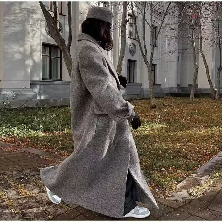 Damen Maxi-Mantel Oversized mit langen Ärmeln und Taschen