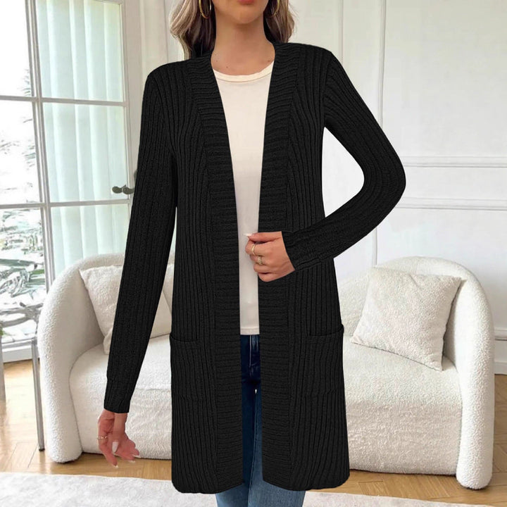 Damen Langarm-Cardigan Longline mit Taschen
