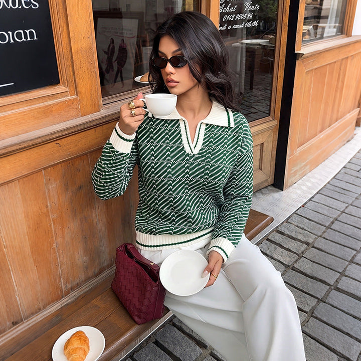 Damen Langarmpullover mit V-Ausschnitt