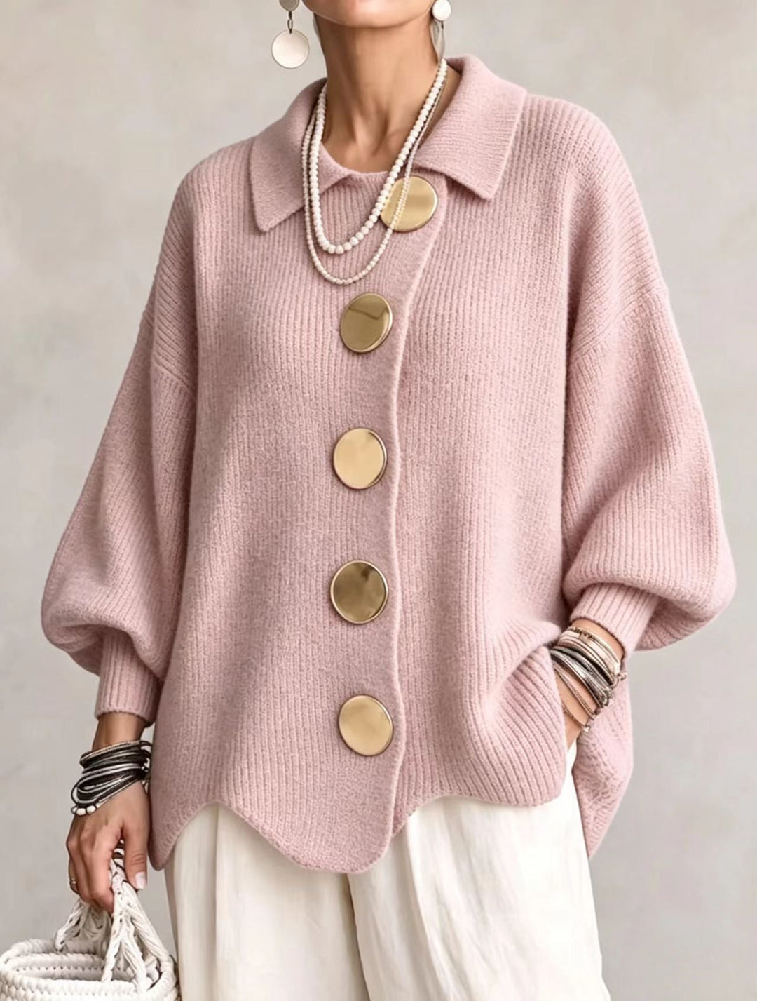 Damen Strickjacke mit Knöpfen, Langarm