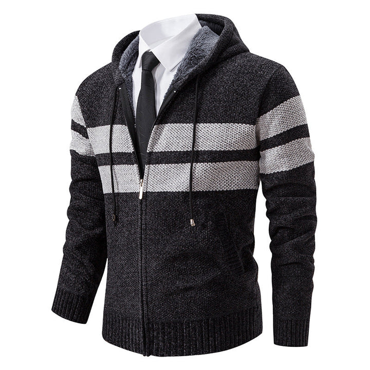 Herren Kapuzenjacke mit Kordelzug, Taschen und Gestreiftem Muster