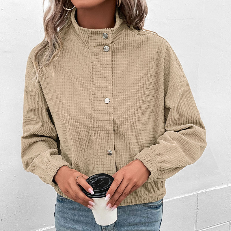 Damen Kurzjacke mit langen Ärmeln und Taschen