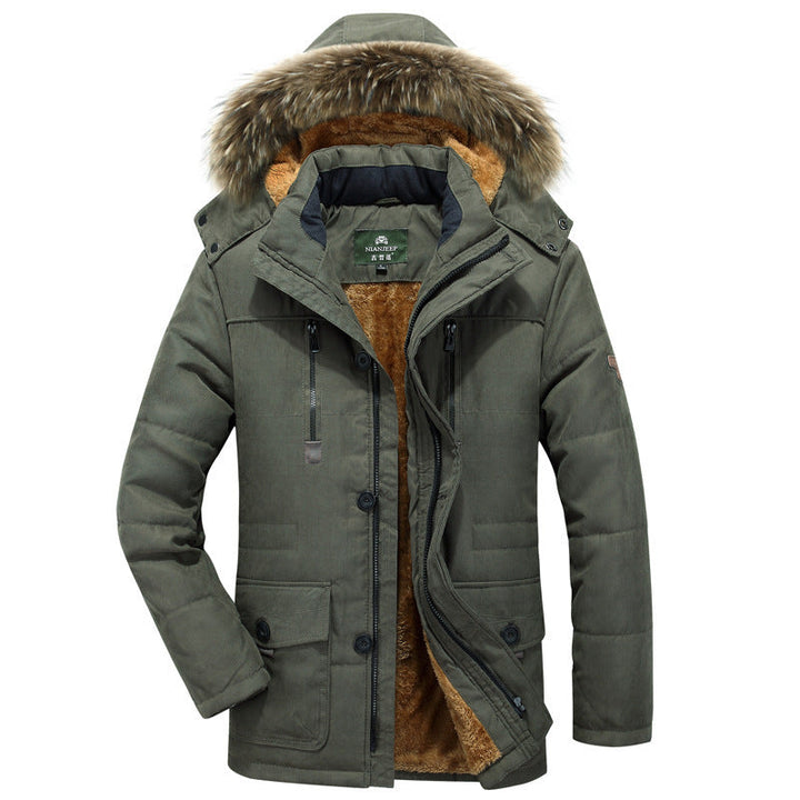 Herren Winterparka mit Knöpfen und Taschen, Kapuze