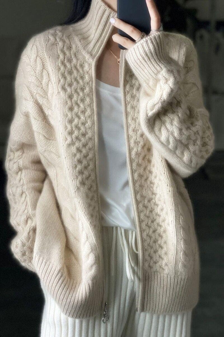 Damen Lang Oversized Pullover mit Stehkragen