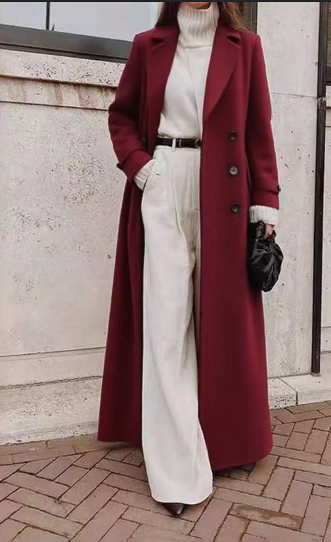 Damen Longline Langarmmantel mit Taschen