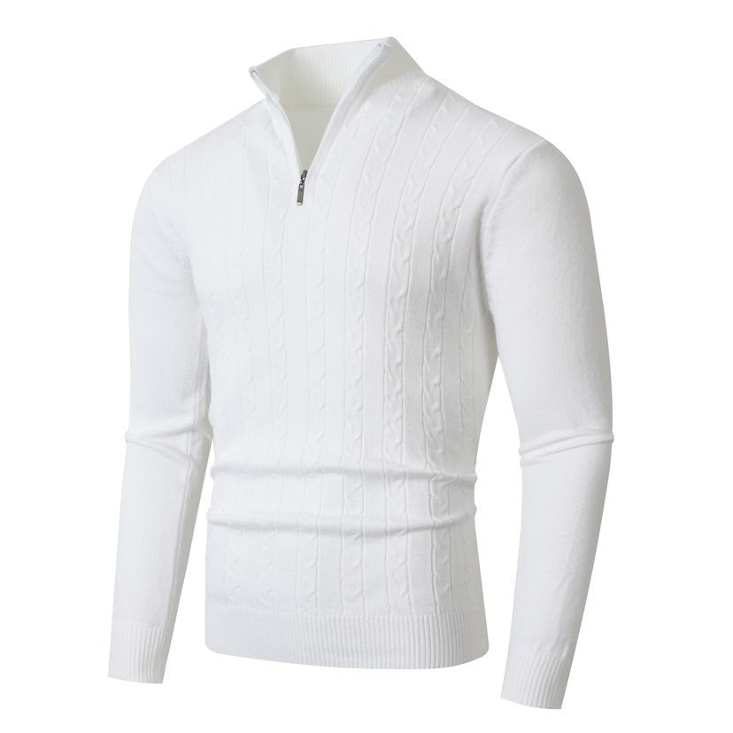 Herren Pullover mit Kabelstrickmuster und Stehkragen