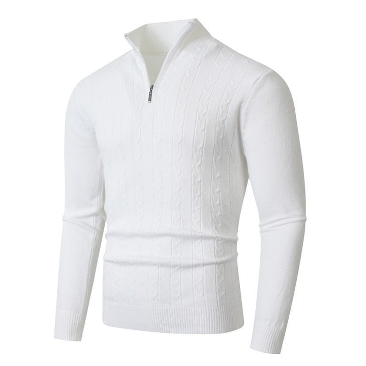 Herren Pullover mit Kabelstrickmuster und Stehkragen