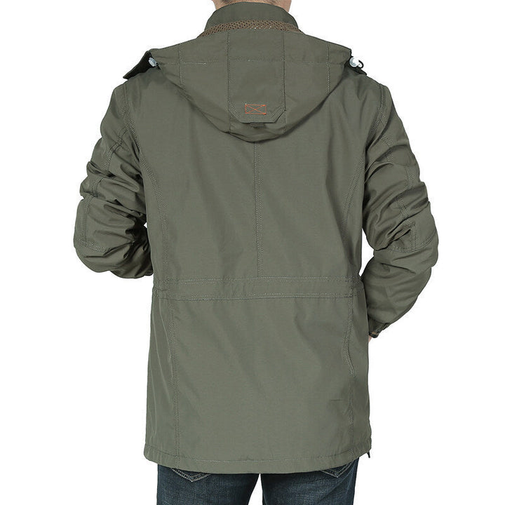 Herren Jacke Langarm mit Kapuze, Knöpfen und Taschen