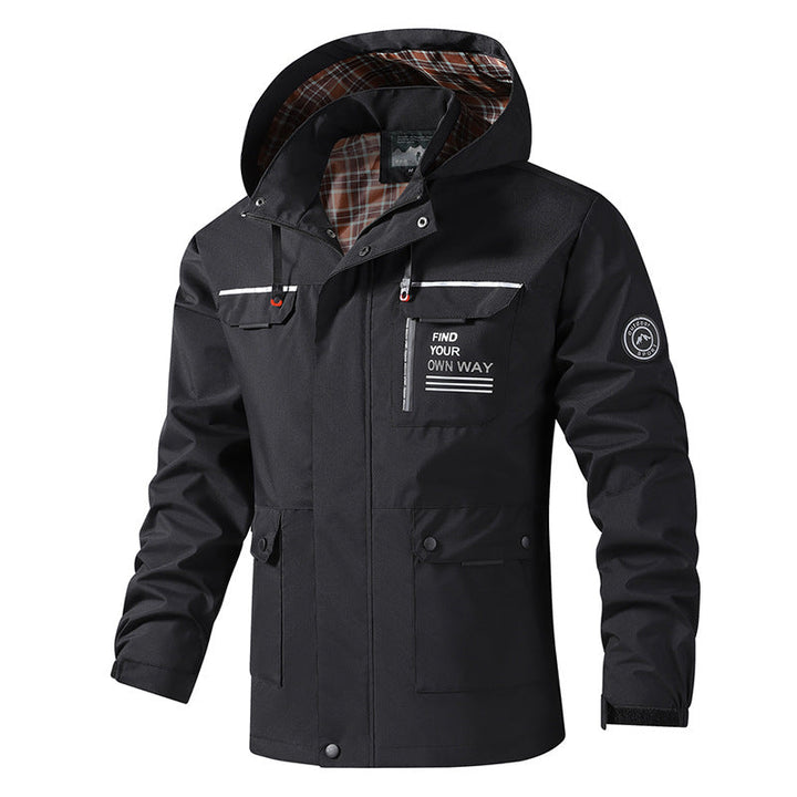 Herren Jacke Langarm mit Taschen und Kapuze