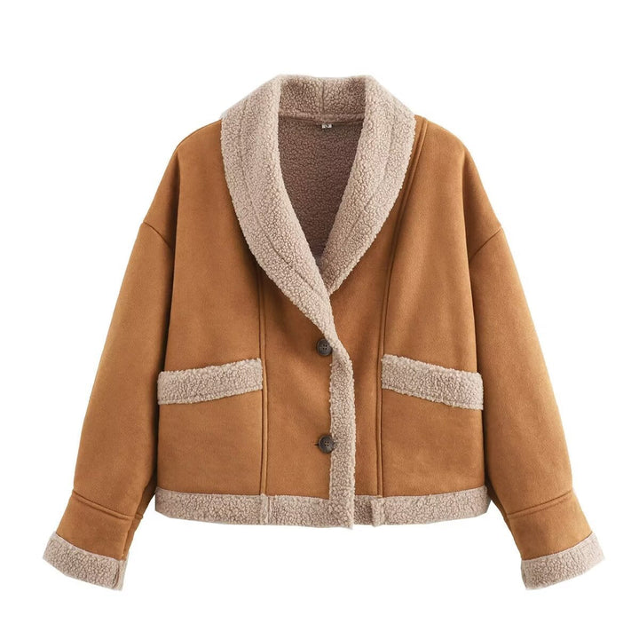 Damen Jacke Kurz mit Knöpfen und Taschen