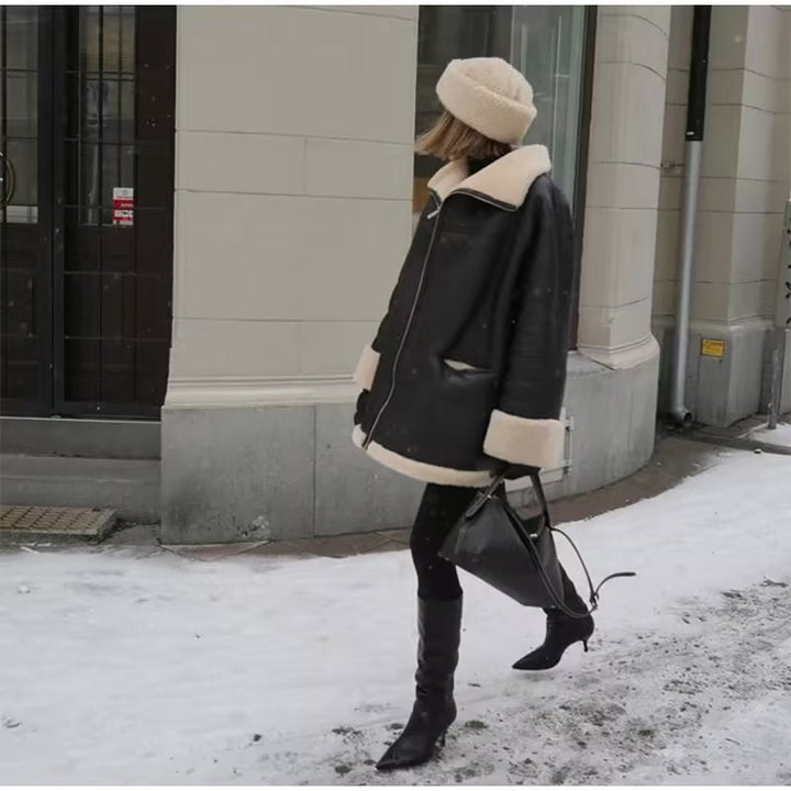 Damen Aviator Blouson Oversized mit Taschen
