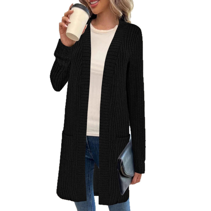 Damen Langarm-Cardigan Longline mit Taschen