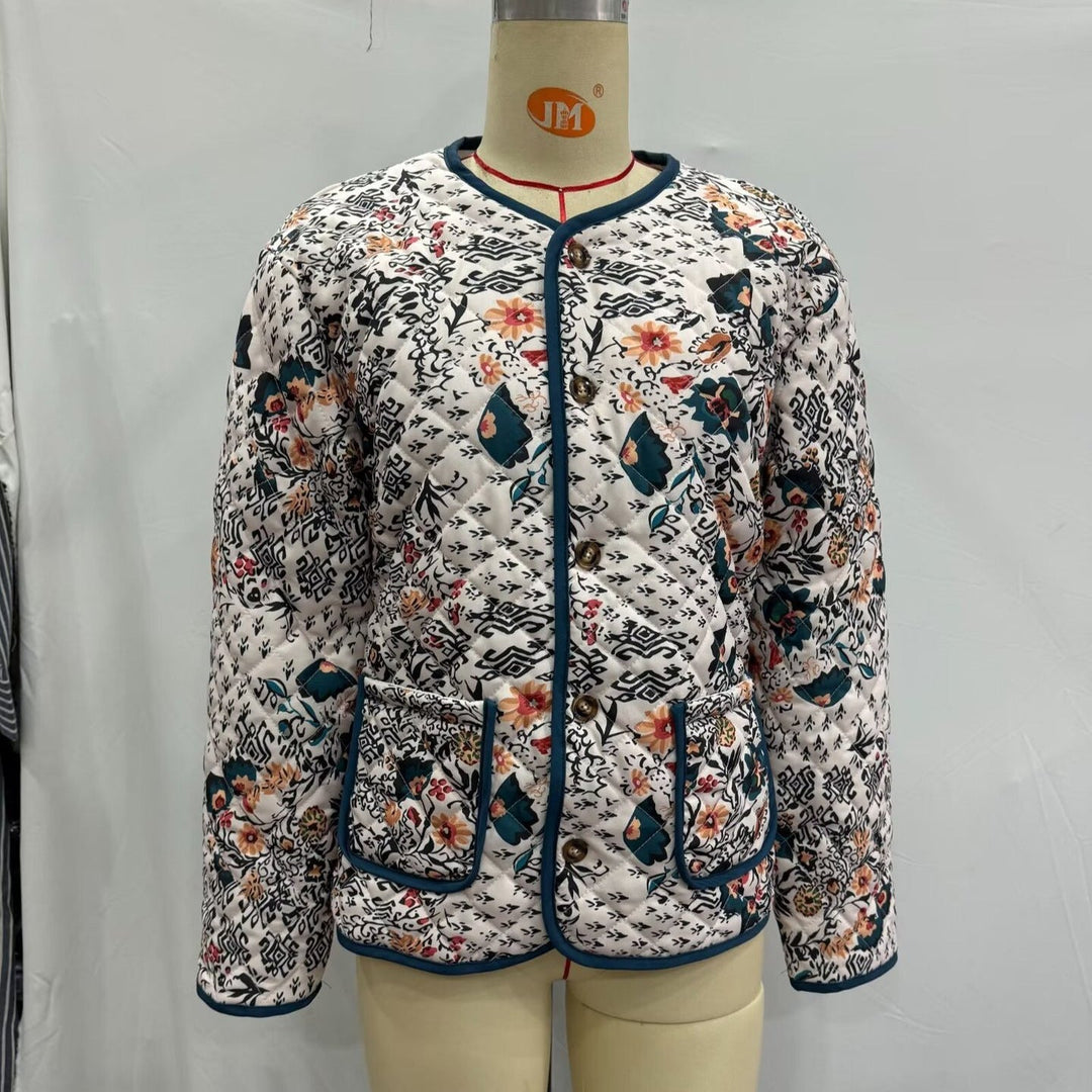 Damen Rundhalsjacke mit langen Ärmeln und Taschen