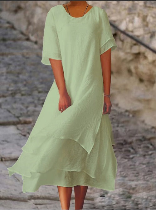 Hermine | Elegantes Schichtenkleid für Damen mit Rundhalsausschnitt