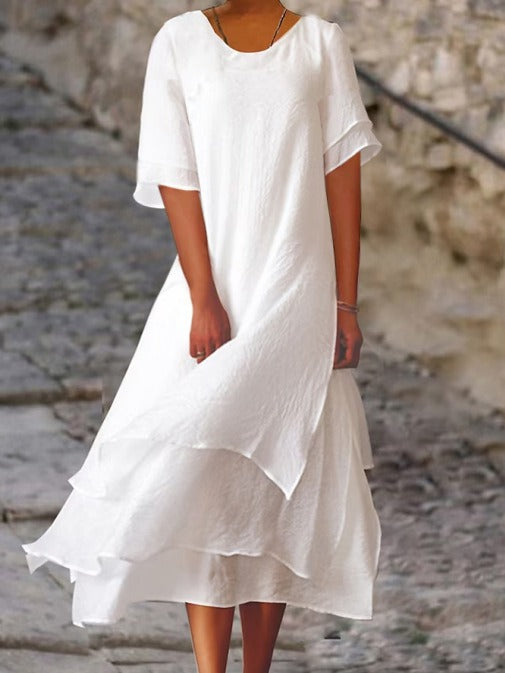 Hermine | Elegantes Schichtenkleid für Damen mit Rundhalsausschnitt